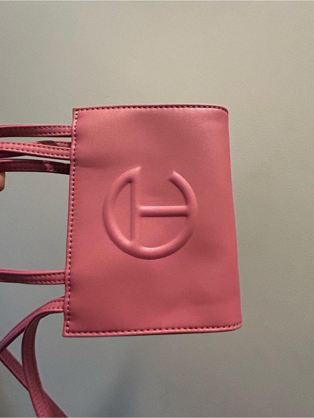 Telfar Pink Mini Shopping Bag with Embossed Logo